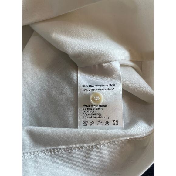 AKRIS Punto Ivory Keyhole Cutout Tee T-Shirt Top Size 6 MINIMALIST LUXURY CASUAL - Picture 9 of 10